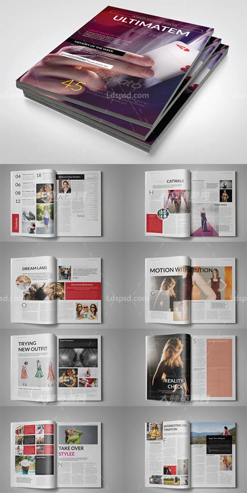 Indesign Ultimatem 32 Pages,indesign模板－商业杂志(32页/通用型)